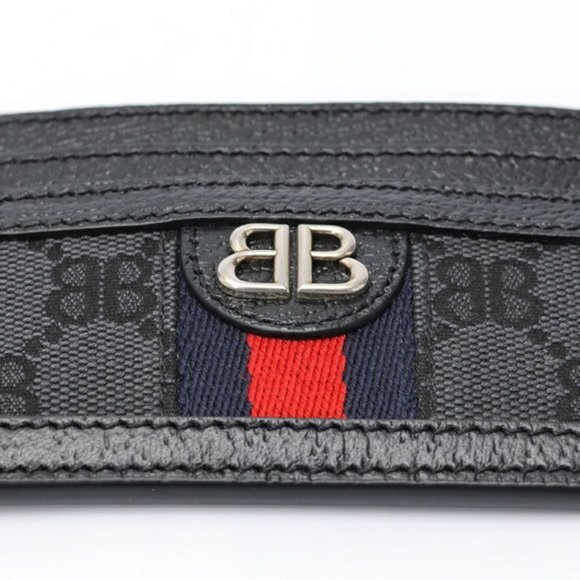 Balenciaga x Gucci Hacker Project Card Holder Case 680386 Canvas/Leather Black - Picture 3 of 5